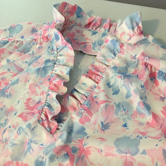 Vintage 70s 80s Pastel Ruffled Blouse Kawaii, Vintage Soft Girl Feminine Popover - Picture 11 of 12